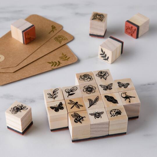 6 Pack: Bugs & Flowers Wood Stamp Set by Recollections®